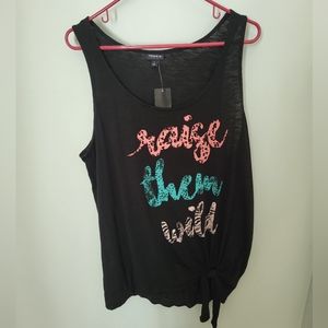 Torrid Women Size 1X 14/16 Raise Them Wild Black‎ Tank Sleeveless Top New